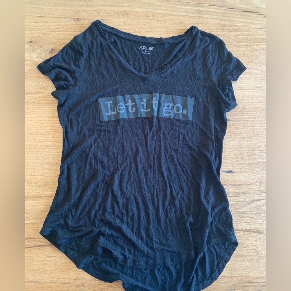 Apt 9 Let it go Short‎ Sleeve Tee Shirt Black Women’s Medium Preloved